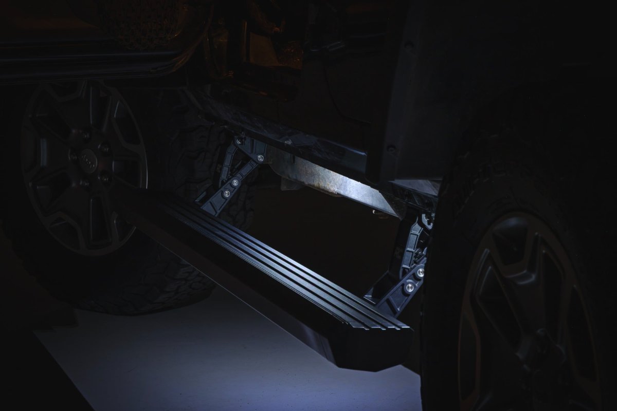 Jeep Wrangler JK Unlimited Power Running Boards - Rough Country - 6-Inch All-Season Aluminum Boards - '07-'10